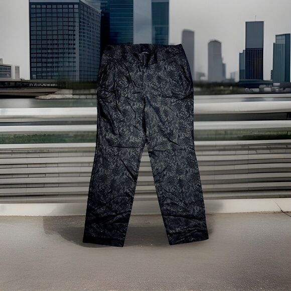 Lane Bryant Ankle Pants 14 (33x26.5) Black Snakeskin Print Stretch Lightweight - Picture 1 of 11